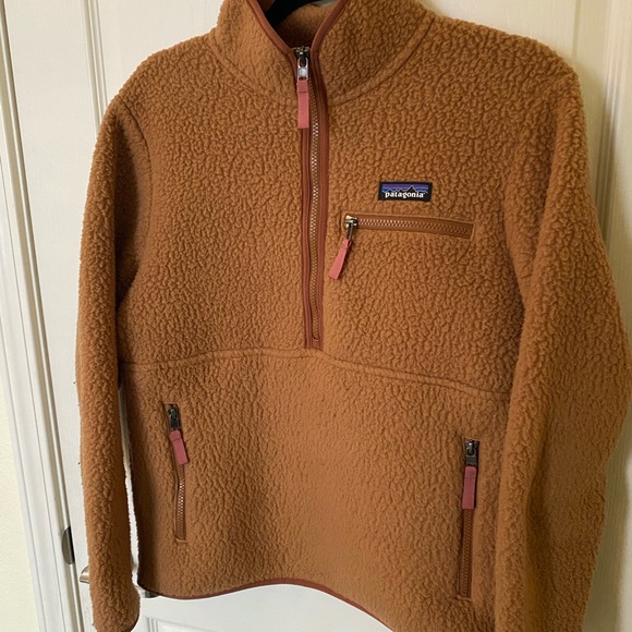 patagonia women's retro pile fleece hoody beech brown